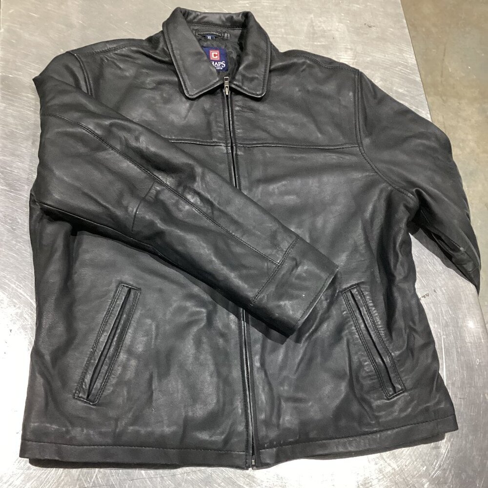 Chaps Ralph Lauren Black Leather Zip Jacket – Men’s